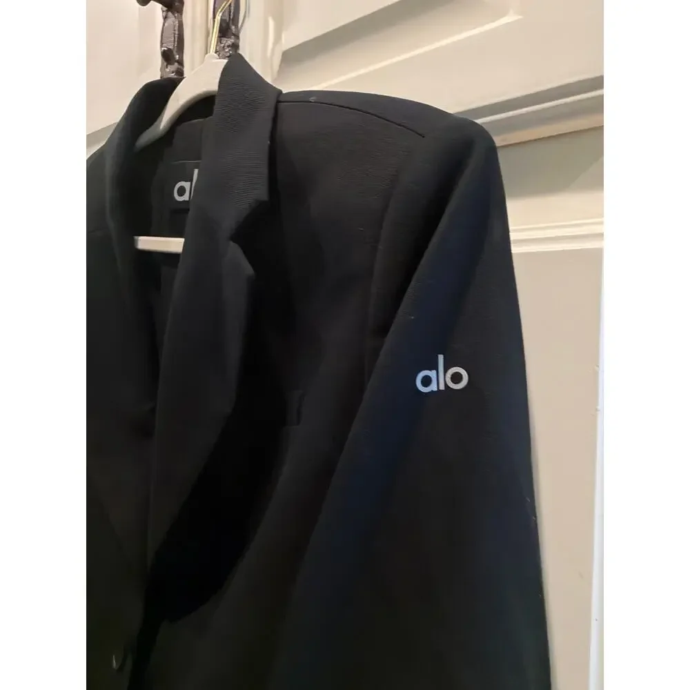 Alo Yoga First Class Blazer XS Black Oversized Logo Performance Jacket
